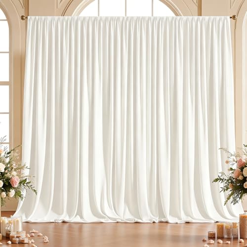 10x10ft Wrinkle Free White Backdrop Curtain for Parties, Soft Wedding White Curtain Backdrop, Polyester Photo Backdrop Drapes for Birthday Party Baby Shower Photography Background - color: White, size: W5' x H10'(2 panels)
