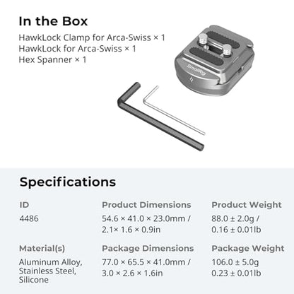 SmallRig HawkLock H38 Quick Release Mount Plate for Arca-Swiss, QR-Slide Camera Mount Plate for Arca with Two 1/4"-20 Screw, Silicone Pad and 1/4"-20 Threaded Hole for Manfrotto Plate or Tripod - 4486