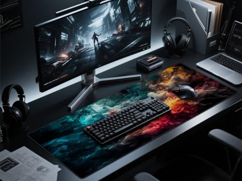 Rinaze Large Gaming Mouse Pad Desk Mat with Superior Micro-Weave Cloth, XXL Big Mousepad with Stitched Edges, Anti-Slip Desk Keyboard Pad for Gaming, Office and Home - color: Muted Colors