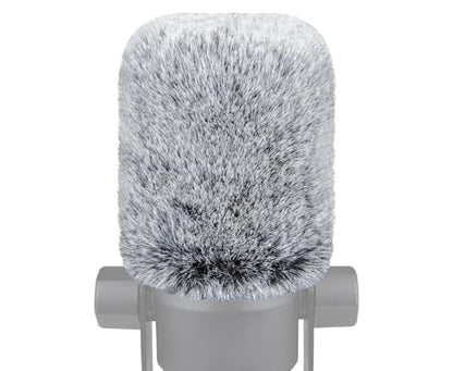 SOULWIT Microphone Furry Windscreen for RØDE (Rode) PodMic Cardioid Dynamic Broadcast, Wind Muff Pop Filter Mic Cover - Gray