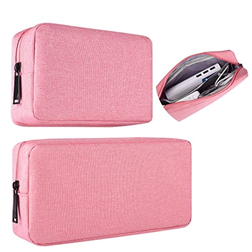 2-PACK Accessories Bag for Women Ladies Travel Organizer, Big+Small Portable Storage Bag Pouch Electronics Accessories Carrying Case Cosmetic Bag for Hard Drive, Mouse, Cable, Adapter, Cellphone, Pink - color: Pink