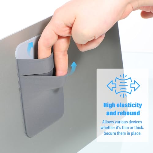 Portable Hard Drive Sleeve 2-Pocket Stick on Pouch with Reusable Adhesive SSD Hard Drives Carrying Case Computer Accessories Pouch Holder for Most Laptop External Solid State Drive Mouse USB Cable - color: grey