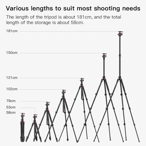 COMAN 72" Overhead Tripod, Camera Tripod with Center Column and 360 Degree Ball Head, Detachable Monopod with Arca QR Plate, Horizontal Tripod for Camera, DSLR, Max Load 11 lbs - color: KX3939MINI-A32