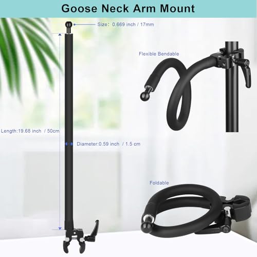 Mippko Magnetic Gooseneck Phone Holder for Treadmill/Spin Bike/Mic Stand/Music Stand,19.7" Long Gooseneck Arm Super Crab Clamp iPhone Mount,Compatible with iPhone 12/13/14/15/16/17 Android Cellphone