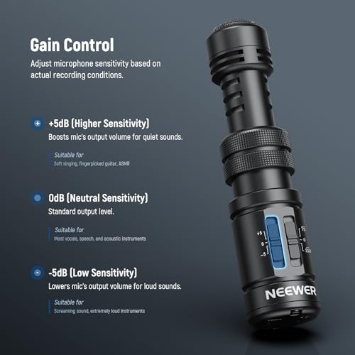NEEWER Plug & Play Vlog Microphone, 20-20KHz Mini Supercardioid Mic with 3.5mm TRRS, Low Frequency Cut, Gain Control, Two OTG Compatible with iPhone 16 15 S25 Ultra Android Tablet Mac Camera, VM11 - style: VM11