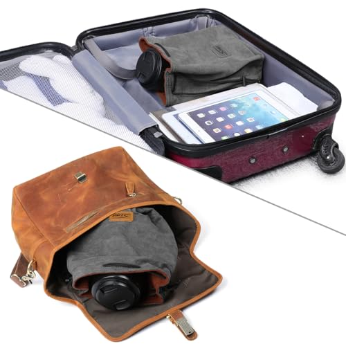 S-ZONE Soft Camera Bag DSLR Insert Handbag Drawstring Lens Case | Soft Suede, Drawstring closure, Dust-proof, Scratch-resistant, Compatible with Canon Nikon Sony - color: Grey, size: Medium