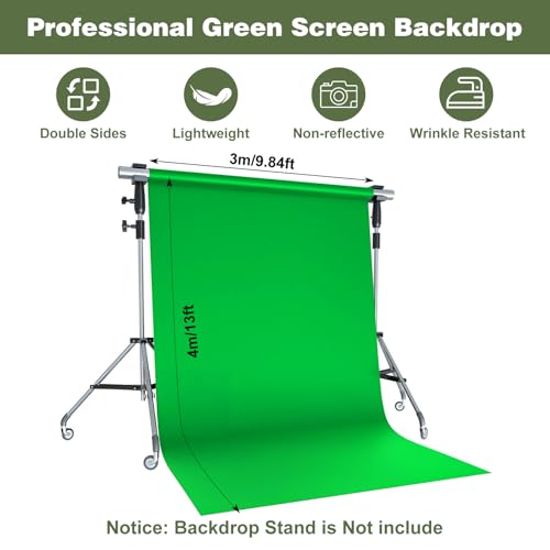 10X12ft Green Screen Backdrop for Photography | Chromakey Polyester Foldable Greenscreen Background,Green Screen Fabric for Streaming, Photography,Video Editing, Podcasting