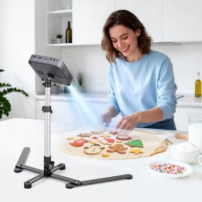 Overhead Tripod for Mini Projector, 360° Adjustable Overhead Phone Mount, Tabletop Tripod for Cookie Decorating Online Video and Draw Recording, Compatible with Phones, Webcam, and Mini Cameras