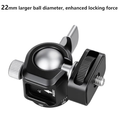 SH22 Mini Ball Head – Compact 360° Rotating Camera Mount with 1/4" Screw, Cold Shoe Accessory Holder, 90° Tilt for DSLR, Mirrorless, Smartphones and Lighting Accessories