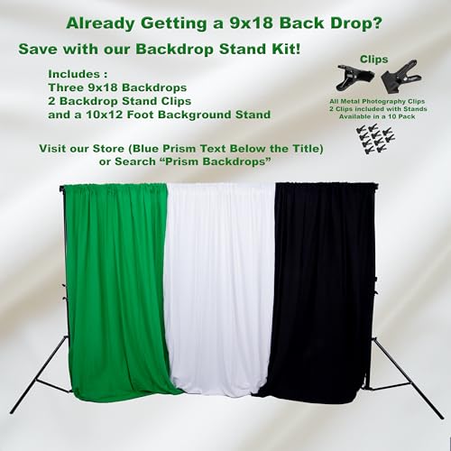 Prism 100% Cotton Extra Thick Professional Video Green Screen Backdrop 9x18 ft, Brushed for Low Light Reflectance and Bleed Through, Sustainable Organic Cotton Muslin with No Microplastic Shedding - color: Green 9x18ft