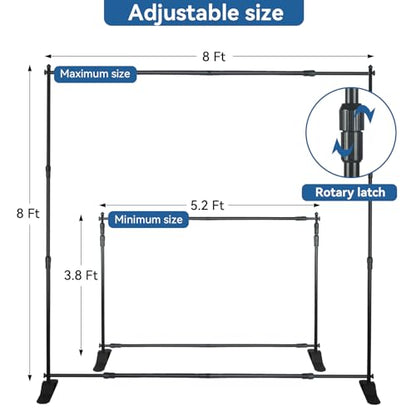 QKA 8x8 FT(WxH) Heavy Duty Backdrop Banner Stand with Adjustable Telescopic Tube,Step and Repeat Stand for Parties, Photo Booths, Exhibit Events and More Easy to Install(Carrying Bag Included) - size: 8x8 ft