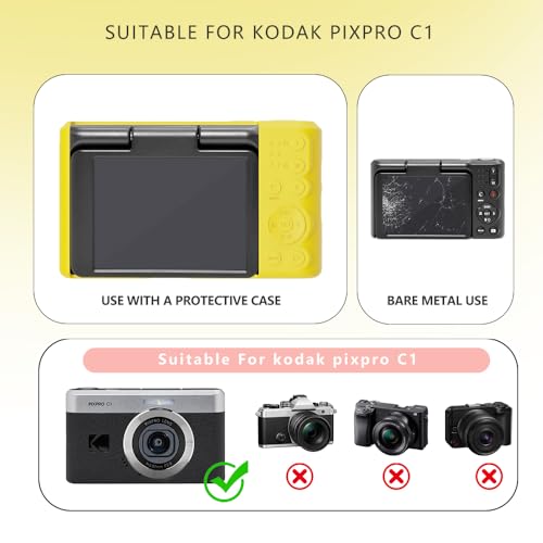 Case for Kodak PIXPRO C1 accessories,Soft Silicone Protective Case,Comes with 2 Screen Protectors and 1 Wrist Strap - Yellow - color: Yellow