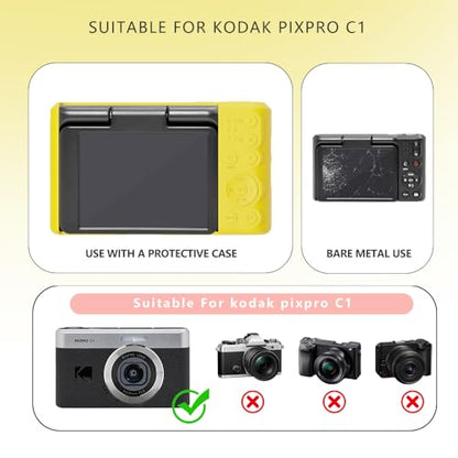 Case for Kodak PIXPRO C1 accessories,Soft Silicone Protective Case,Comes with 2 Screen Protectors and 1 Wrist Strap - Yellow - color: Yellow