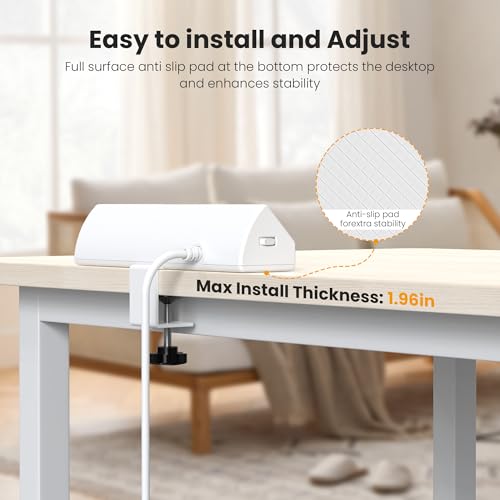 VILONG Desk Clamp Power Strip,65W Total Fast Charging Station,Desk Edge Mount Power Strip,8 USB Ports (4 USB C) & 5 AC Outlets,1200J Surge Protector (White, 6, Feet, Power Strip) - color: White