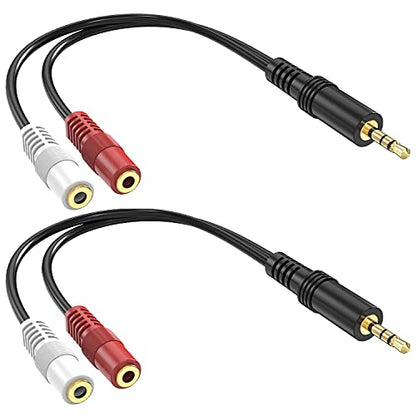 3.5mm Stereo to Dual Mono Cable, 2 Pack 6inch 1/8" TRS Male to 2 TS Mono Female Adapter Gold-Plated Connector Audio Y Splitter Cord for Headphone, Speaker - size: 2-Pack