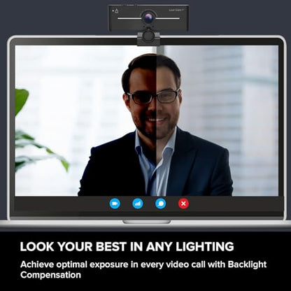 Creative Live! Cam 4K UHD USB Webcam with Backlight Compensation, Up to 60 FPS, 95° Wide-Angle Lens, Privacy Lens, Built-in Mics, Plug & Play for PC and Mac