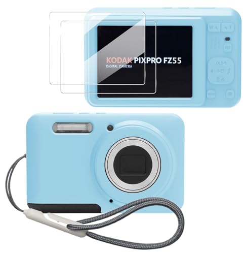 Case for Kodak PIXPRO FZ55,FZ55 Accessories,Soft Silicone Protective Case,Comes with 2 Screen Protectors and 1 Wrist Strap - Light Blue - color: Light blue