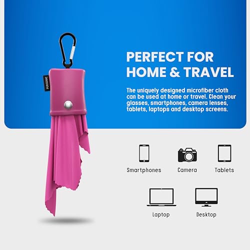 Microfiber Cloth & Glasses Wipes (1 Pack) Lens & Glasses Cleaning Cloth - Eyeglass Cleaner - Camera Lenses & Gadget Delicate Screens - Pink - color: Pink, size: 1 Pack