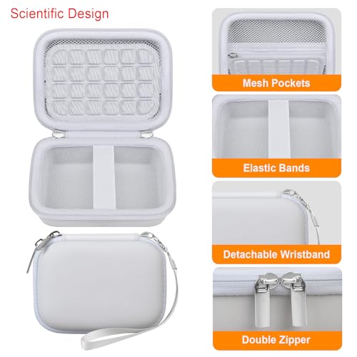 Elonbo Camera Carrying Case for KODAK PIXPRO FZ55 / FZ53 / FZ45 / FZ43 16MP Digital Camera, Vlogging Camera Storage Holder Travel Bag, Mesh Bag Fits Batteries, Cable, Memory Card, White - color: White