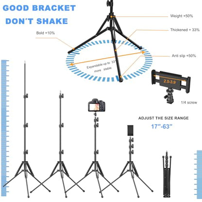 Ring Light 18" with Stand, 55w 6700K LED Light,63" Tripod,Multi-Angle Adjustable Phone Stand, for iPhone and Android Phones, CRI95, Suitable for YouTube, TikTok, Selfies (White, 18") - color: White