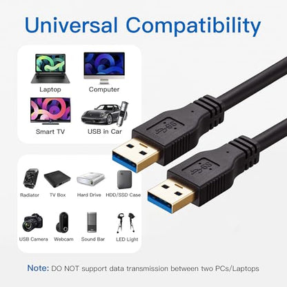USB to USB Cable Male to Male 20 ft, Long USB 3.0 Cable A to A for Data Transfer Hard Drive Enclosures, Printer, Modem, Cameras