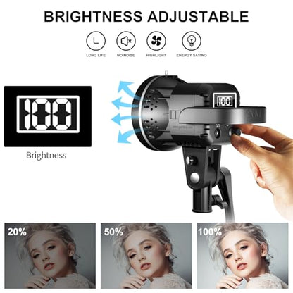 GVM 80W Video Light, Studio Lights for Photography, Softbox Lighting Kit with Bowens Mount, CRI97+ 5600K Colour Temperature , 22in Softbox, Tripod Stand, YouTube, Video, Wedding - size: P80S 80W