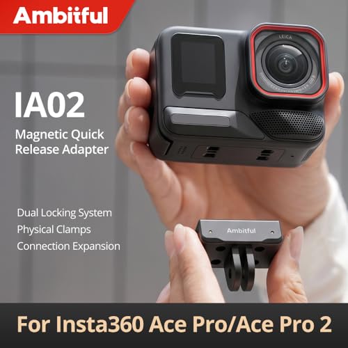 AMBITFUL IA02 Magnetic Quick Release Mount Base, 2-Prong Action Camera Adapter for Insta360 Cameras, Quick Swap Camera Mount for Tripod, Selfie Stick, Extension Pole and Outdoor Shooting - color: Foldable Dual Prong Mount