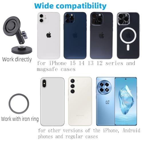 Gym Magnetic Phone Holder for MagSafe, Dual Magnetic Phone Mount for Gym Attach to Metal Surface, Compatible with iPhone 16 15 14 13 Pro Max MagSafe Case, 360° Adjustable, Perfect for Recording Video
