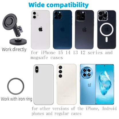 Gym Magnetic Phone Holder for MagSafe, Dual Magnetic Phone Mount for Gym Attach to Metal Surface, Compatible with iPhone 16 15 14 13 Pro Max MagSafe Case, 360° Adjustable, Perfect for Recording Video