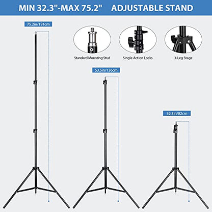 HPUSN Softbox Photography Lighting Kit, 30"X30" Softbox Lighting Kit, 2pcs E27 Socket 5400K LED Bulb, Photo Studio Light for Portrait Lighting, Photography/Video Recording/Live Streaming/YouTube
