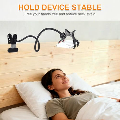 Gooseneck Phone Holder for Desk,Clip On Phone Holder for Bed,Flexible Long Arm Lazy Bracket,Cell Phone Stand Mount with Clamp for iPhone 16 Pro Max 15 14 13 X SE Series,for All 4"-7" Cellphone