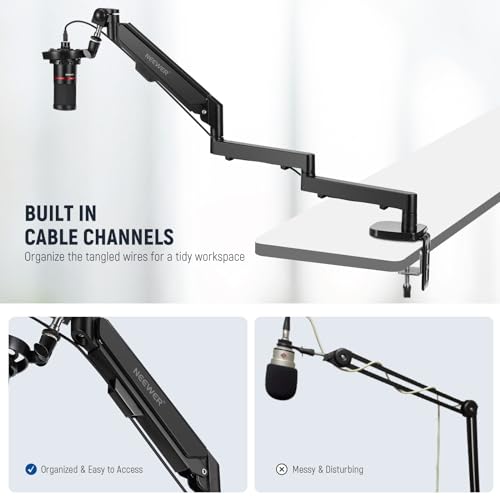 Neewer Low Profile Mic Arm Desk Mount, 360° Swivel Boom Arm with Pneumatic Damping Adjustable, Cable Management, Compatible with Shure MV7 SM7B Blue Yeti Gaming Streaming Podcast Microphone, MS002 - style: MS002