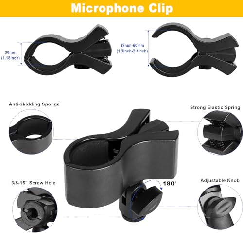 Microphone Stand,50 cm Long Flexible Gooseneck Arm Desktop Clamp Mount,Universal Heavy Duty Mic Clip Holder 3/8" to 5/8" Adapter,Compatible with Shure/Fifine/HyperX /AT2020 /Pyle/Blue Snowball/Razer