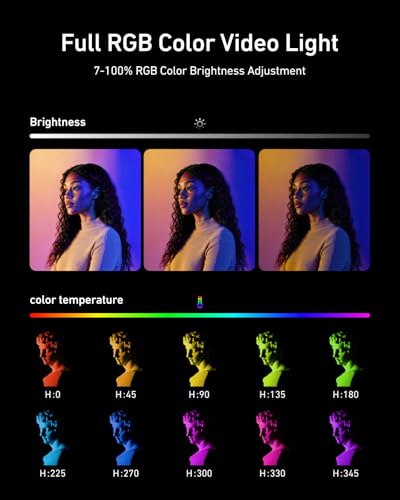 TELESIN Magnetic RGB Video Light | Cold Shoe Mount for DSLR Camera Light Photography Attachment | CRI 95 & with Soft Diffuser | Portable RGB LED Camera Light | Vlogging, Streaming, Content Creator - color: RGB