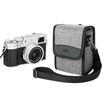 Compact Camera Case for Lumix L10 Fuji X100VI X-T30 II +13-33mm lens | Fits for X-T30 II +13-33mm A6600/Nikon Z30+ 16-50mm lens. Soft lining. Front+side pockets. shoulder strap,Anti Scratch - color: Compact Camera Case Gray