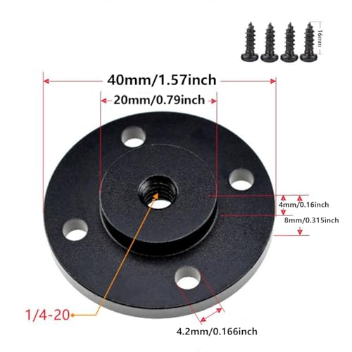 JianLing 2PCS Hot Shoe Mount Nut Adapter 1/4 Camera Mounting Base with Screws B16-D40 40mm Surveillance Stabilization Flash Accessory for Tripod Monopod Equipment