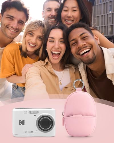 Soft Camera Case Compatible With Kodak Pixpro FZ45 FZ55 & Camkory FHD 1080p, Lightweight Digital Camera Carrying Case With Extra SD Cards Storage, Protective Travel Bag - Perfect Gifts, Pink - color: Pink