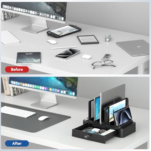 KDD 6 in 1 Mouse Mat with Magnetic Desktop Storage and Vertical Laptop Stand with Drawe