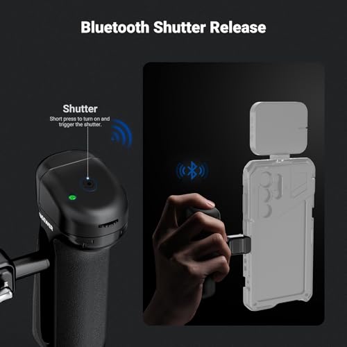 NEEWER Quick Release Side Handle with Bluetooth Shutter, Cold Shoe, 360° Rotation, Compatible with iPhone Android NEEWER Phone Cage Blackmagic Camera App for Focus/Zoom, PA148E - style: PA148E