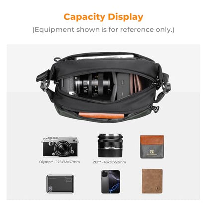 K&F CONCEPT Camera Sling Bag Crossbody Bag Waterproof Camera Shoulder Backpack DSLR/SLR/Mirrorless Camera Case - color: 15 Deep Green Small