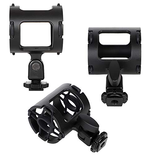 Easy Hood Microphone Shock Mount Holder with Cold Shoe,Camera Mic Mount | For Camera Shoes and Boompoles, Fits 19-25mm Diameter Shotgun Mics, Plastic Microphone Stand,Mic Arm Stands