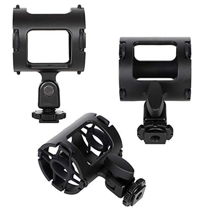 Easy Hood Microphone Shock Mount Holder with Cold Shoe,Camera Mic Mount | For Camera Shoes and Boompoles, Fits 19-25mm Diameter Shotgun Mics, Plastic Microphone Stand,Mic Arm Stands