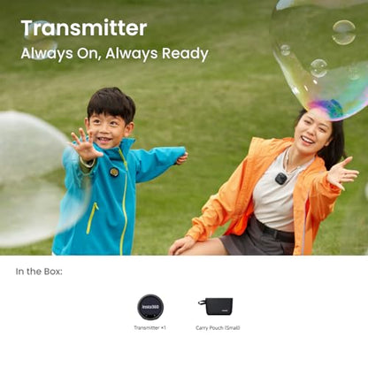 Insta360 Mic Pro Transmitter, Wireless Mini Lavalier Microphone for iPhone/Camera/Android, Video Recording, Bluetooth, Customizable E-Ink Display, 3-Mic Array, 32-bit Float Internal Recording