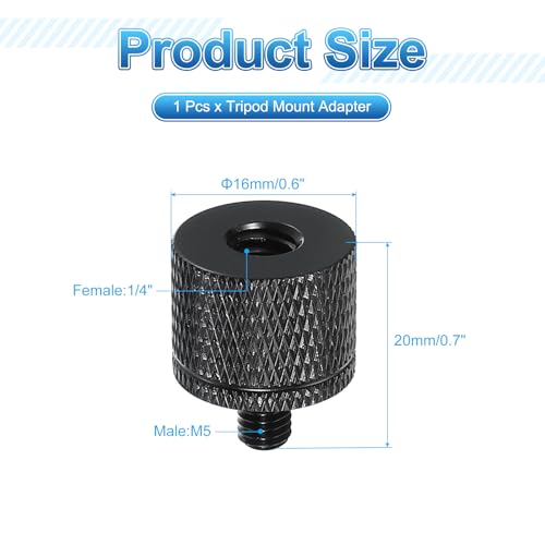 PATIKIL Tripod Screw Adapter 1/4" Female to M5 Male, Tripod Nut Connectors Camera Mount Screw Camera Double Head Converter for Microphone Holder Magic Arm Accessories - size: 1/4" to M5