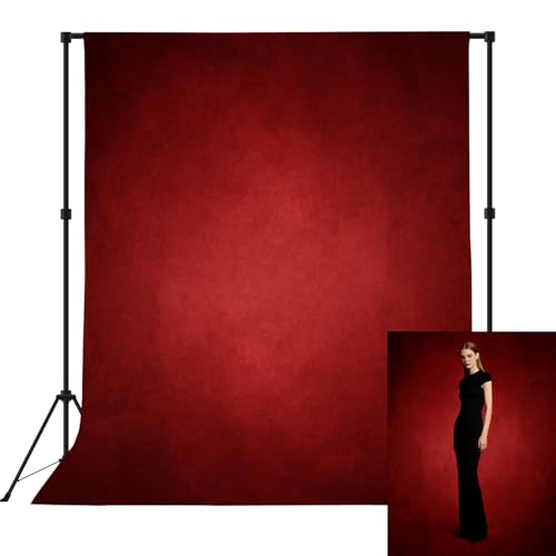 8x10ft Abstract Dark Red Photography Backdrop for Professional Studio Backgrounds Retro Red Photo Backdrop Prop Portrait Photo Backdrops for Photoshoot Ombre Backdrop Curtains Rod Pocket on Top - color: Red, size: 8x10ft