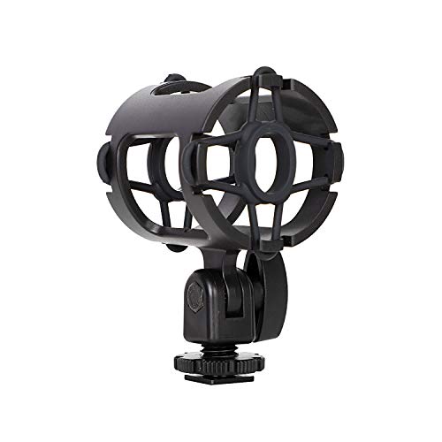 Easy Hood Microphone Shock Mount Holder with Cold Shoe,Camera Mic Mount | For Camera Shoes and Boompoles, Fits 19-25mm Diameter Shotgun Mics, Plastic Microphone Stand,Mic Arm Stands