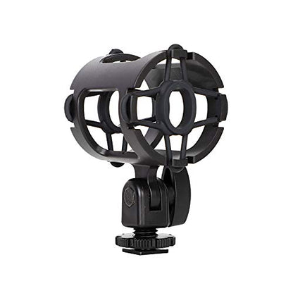 Easy Hood Microphone Shock Mount Holder with Cold Shoe,Camera Mic Mount | For Camera Shoes and Boompoles, Fits 19-25mm Diameter Shotgun Mics, Plastic Microphone Stand,Mic Arm Stands