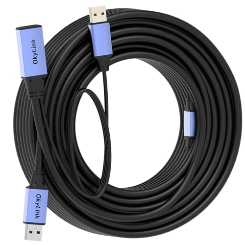 OkyLink Active USB 3.0 Extension Cable A to A, Male to Female 50ft | 15m, 3.2 Gen1, with Power Cable, 5Gbps, Plug and Play,for Long Range CCTV, Industrial Use - color: USB3.0(5Gbps), size: 50ft (15m)