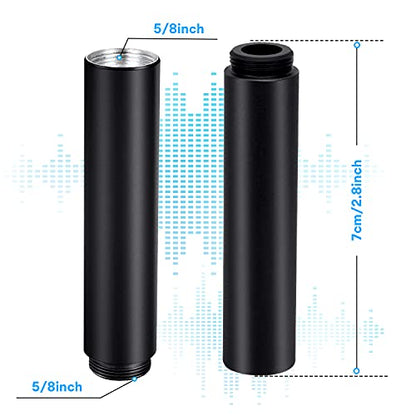 YOUSHARES Mic Stand Extension, 5/8" Female to 5/8" Male Microphone Extension Tube for Desk Stands(3.15 in) - color: black