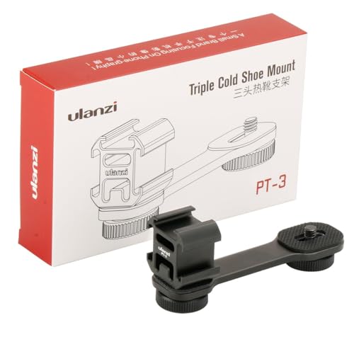 ULANZI PT-3 Triple Cold Shoe Mounts Plate Microphone Led Video Light Extension Bracket Microphone Stand Rig Compatible for DJI OSMO Mobile 3 2 OM 4 Zhiyun Smooth 4/Feiyu Vimble 2 Gimbal Stabilizer